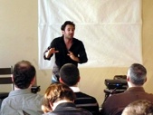 Joshie Berger's rants were so energetic, it was difficult to get a shot of him that wasn't blurry.